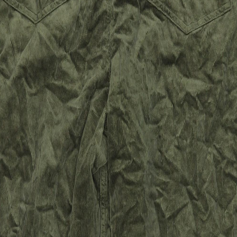 Per Una Womens Green Cotton Trousers Size 20 L30 in Regular Button