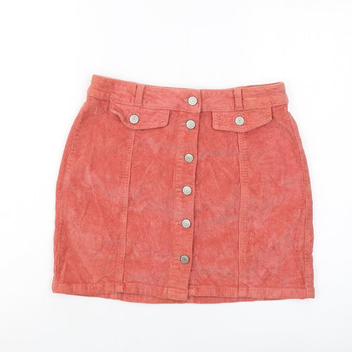 SO. Womens Pink Cotton Mini Skirt Size 28 in Button