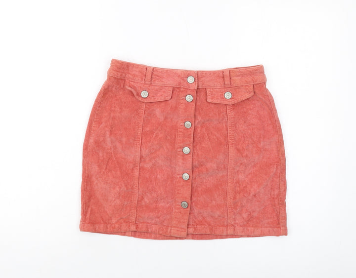SO. Womens Pink Cotton Mini Skirt Size 28 in Button