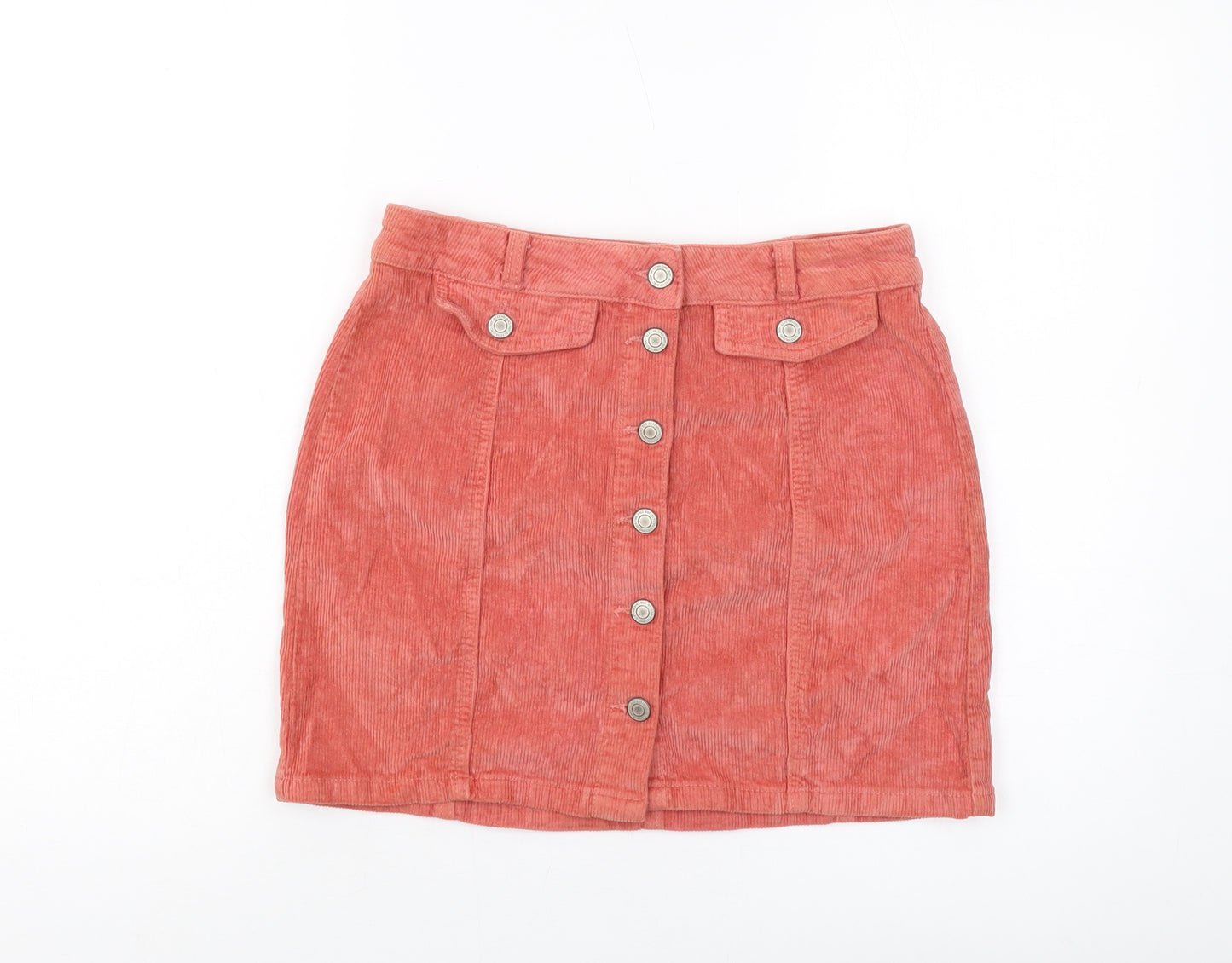 SO. Womens Pink Cotton Mini Skirt Size 28 in Button