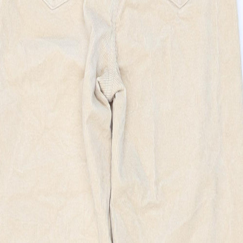 H&,M Womens Beige Cotton Trousers Size 6 L30 in Regular Button