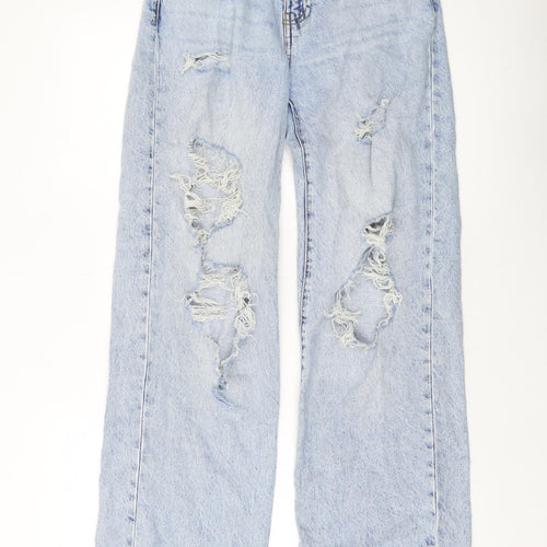 Denim & Co. Womens Black Cotton Wide-Leg Jeans Size 6 L31 in Regular Button
