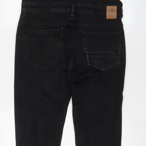 Pull&Bear Womens Black Cotton Dungaree One-Piece Size S L27 in Button