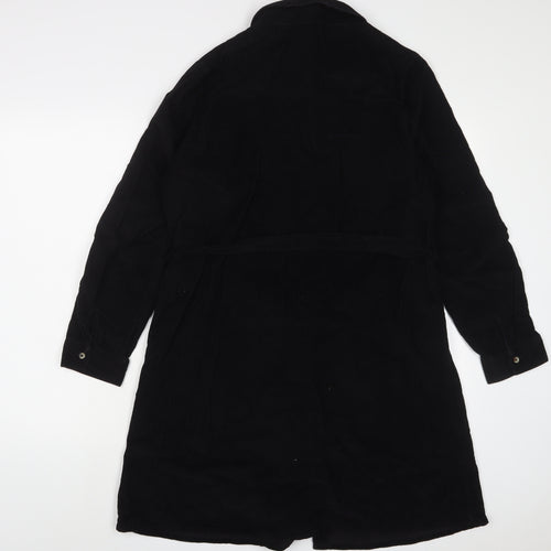 TU Womens Black Cotton A-Line Size 14 Collared Button - Belted