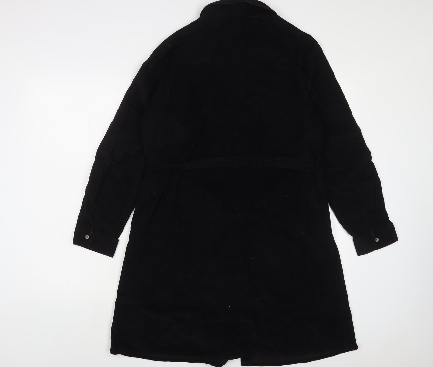 TU Womens Black Cotton A-Line Size 14 Collared Button - Belted