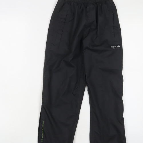 Regatta Boys Black Polyester Rain Trousers Trousers Size 7-8 Years L21 in Regular Pullover