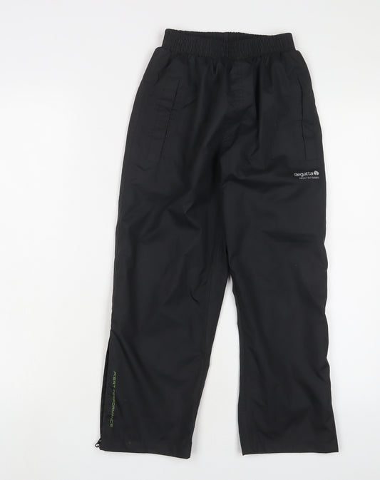 Regatta Boys Black Polyester Rain Trousers Trousers Size 7-8 Years L21 in Regular Pullover