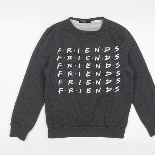 FRIENDS Womens Grey Cotton Pullover Sweatshirt Size 2XS Pullover