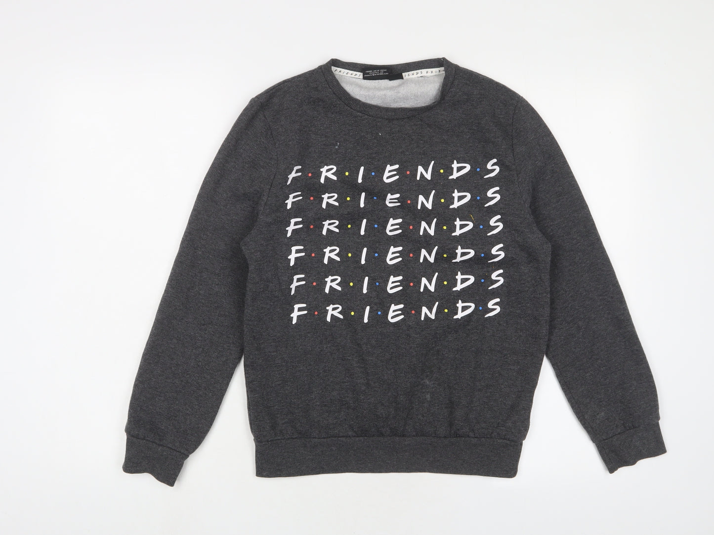 FRIENDS Womens Grey Cotton Pullover Sweatshirt Size 2XS Pullover