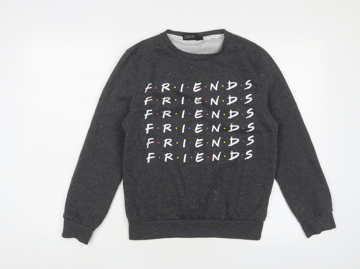 FRIENDS Womens Grey Cotton Pullover Sweatshirt Size 2XS Pullover