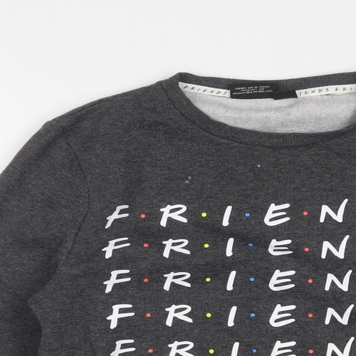 FRIENDS Womens Grey Cotton Pullover Sweatshirt Size 2XS Pullover