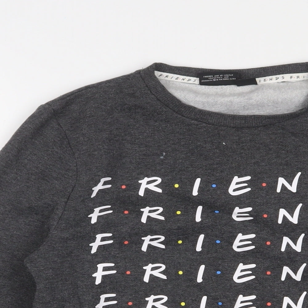 FRIENDS Womens Grey Cotton Pullover Sweatshirt Size 2XS Pullover