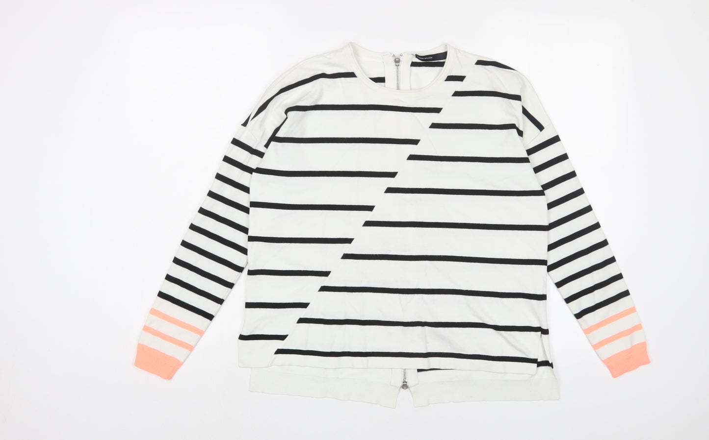 Karen Millen Womens Multicoloured Crew Neck Striped Viscose Pullover Jumper Size S