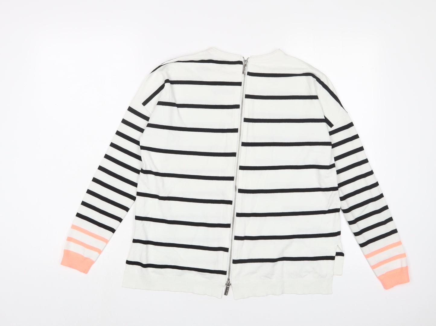 Karen Millen Womens Multicoloured Crew Neck Striped Viscose Pullover Jumper Size S
