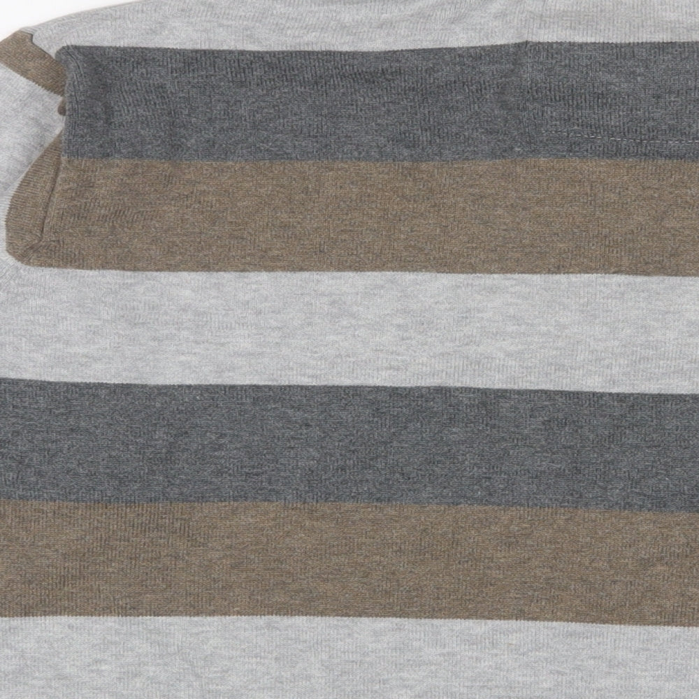 Marks and Spencer Mens Multicoloured Collared Striped Cotton Pullover Jumper Size XL Long Sleeve