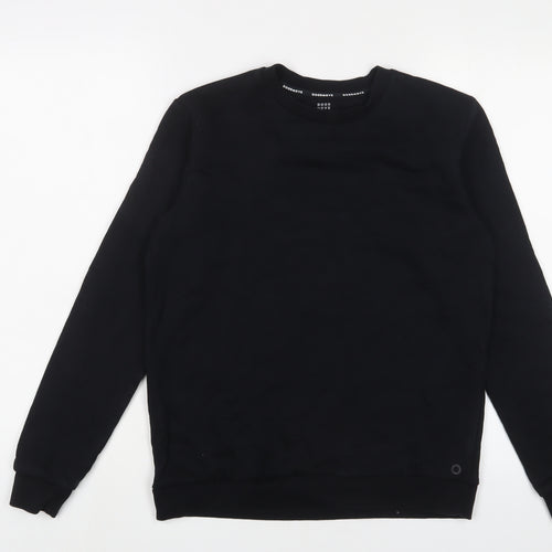 GOODMOVE Boys Black Cotton Pullover Sweatshirt Size 13-14 Years Pullover