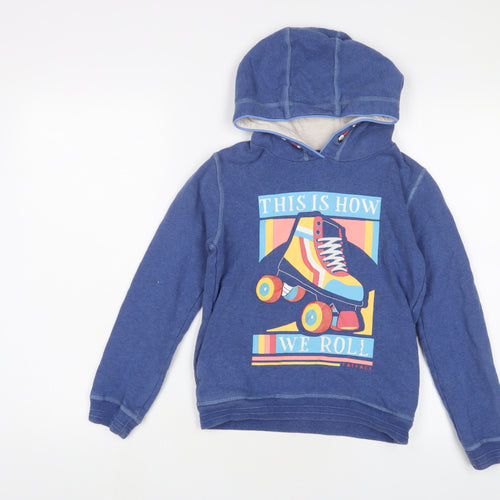 Fat Face Boys Blue Cotton Pullover Hoodie Size 8-9 Years Pullover