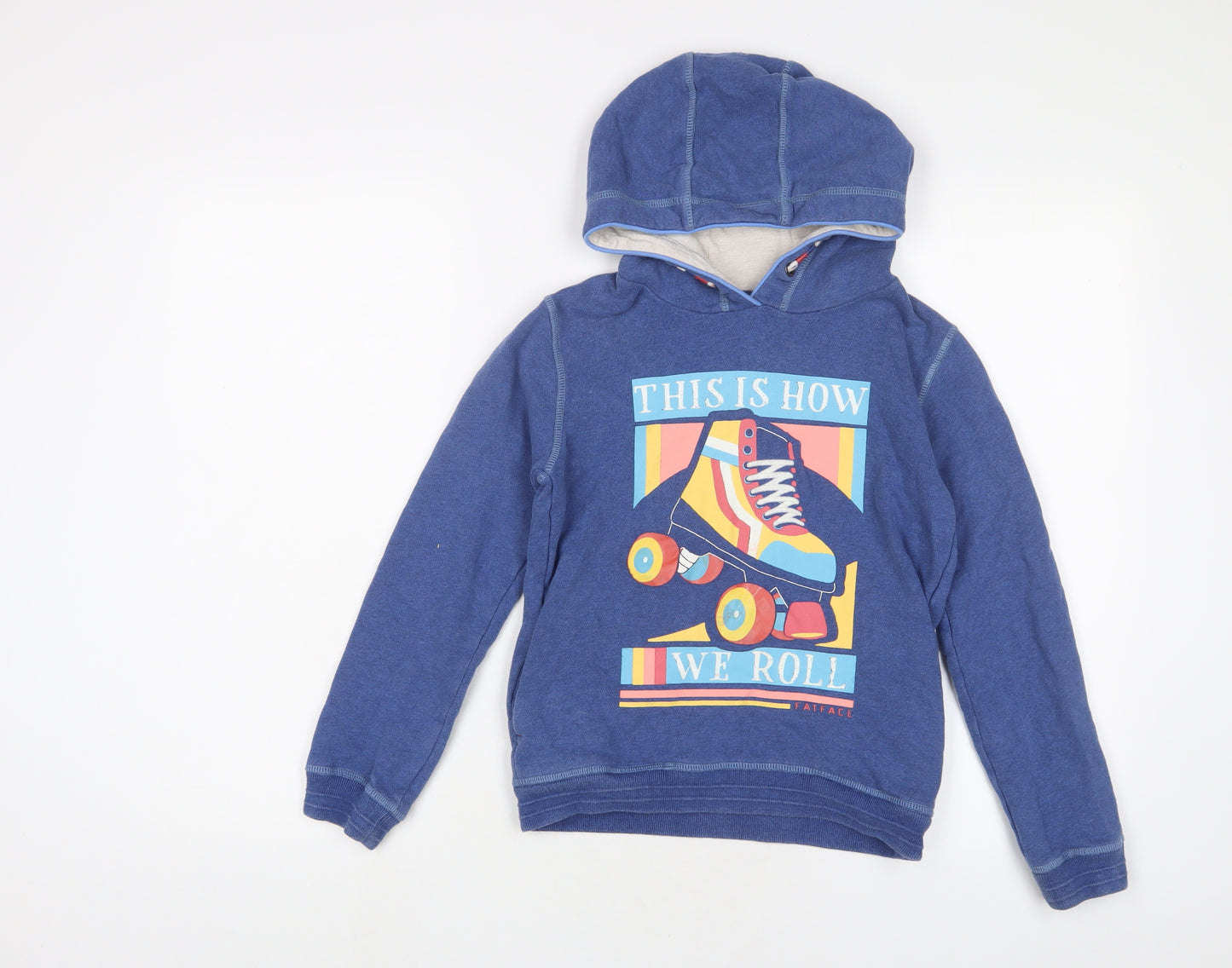 Fat Face Boys Blue Cotton Pullover Hoodie Size 8-9 Years Pullover