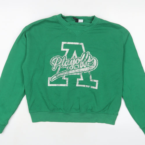 H&M Womens Green Cotton Pullover Sweatshirt Size M Pullover