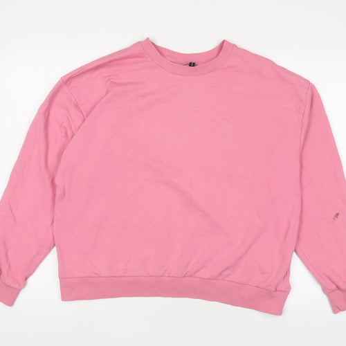 ASOS Womens Pink Cotton Pullover Sweatshirt Size 12 Pullover - Embroidered#