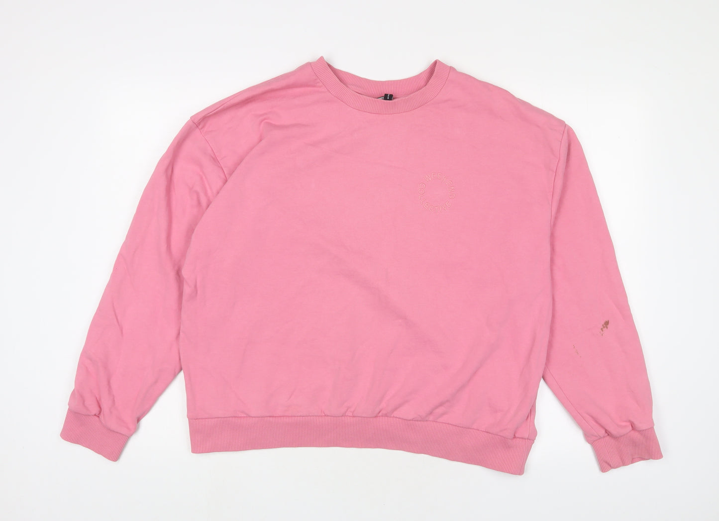 ASOS Womens Pink Cotton Pullover Sweatshirt Size 12 Pullover - Embroidered#