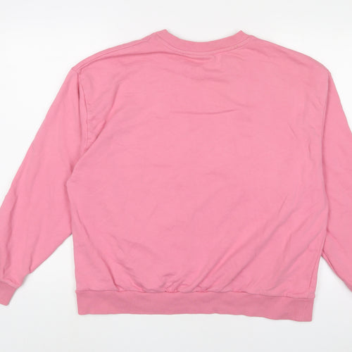 ASOS Womens Pink Cotton Pullover Sweatshirt Size 12 Pullover - Embroidered#
