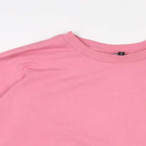 ASOS Womens Pink Cotton Pullover Sweatshirt Size 12 Pullover - Embroidered#