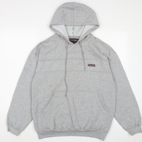 Donnay Mens Grey Cotton Pullover Hoodie Size M - Embroidered
