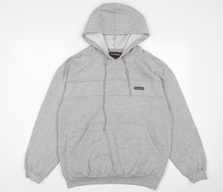 Donnay Mens Grey Cotton Pullover Hoodie Size M - Embroidered