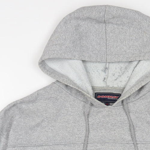 Donnay Mens Grey Cotton Pullover Hoodie Size M - Embroidered