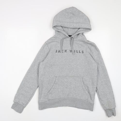 Jack Wills Womens Grey Cotton Pullover Hoodie Size 10 Pullover