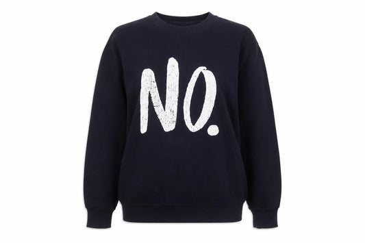 Front view of Teepublic women’s blue cotton pullover sweatshirt, size L, pullover