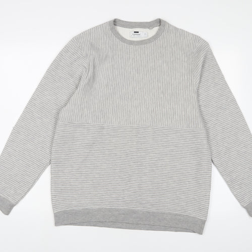 Topman Mens Grey Cotton Pullover Sweatshirt Size L