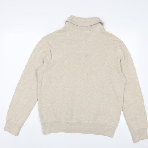 Ralph Lauren Mens Beige V-Neck Cotton Pullover Jumper Size M Long Sleeve