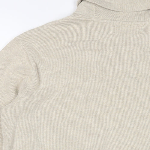 Ralph Lauren Mens Beige V-Neck Cotton Pullover Jumper Size M Long Sleeve