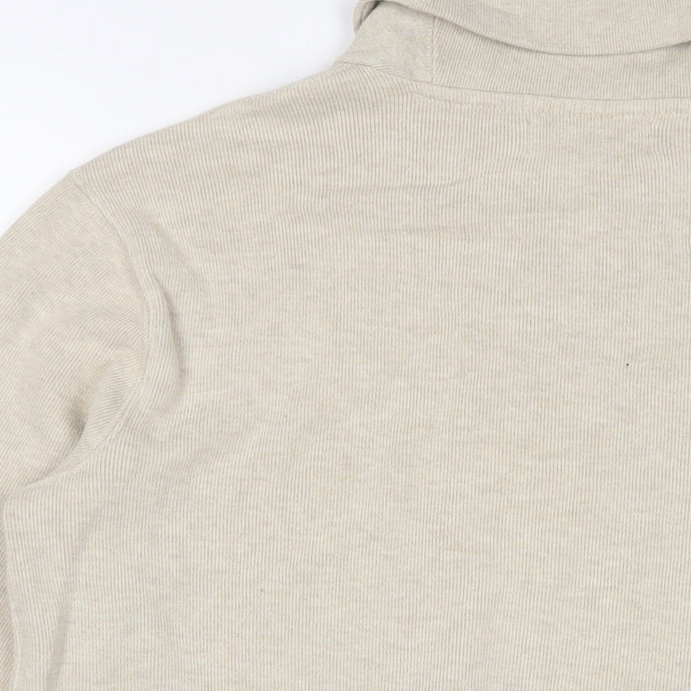Ralph Lauren Mens Beige V-Neck Cotton Pullover Jumper Size M Long Sleeve