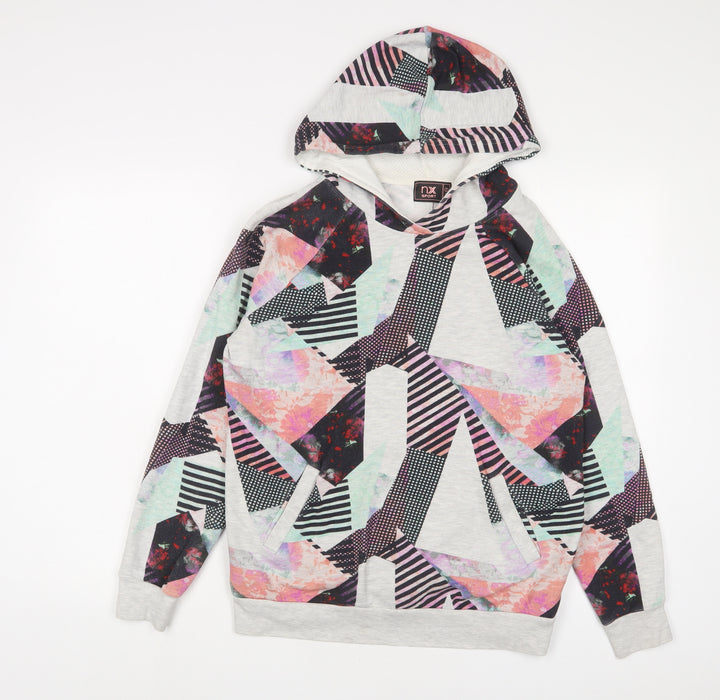 NEXT Womens Multicoloured Geometric Cotton Pullover Hoodie Size 10 Pullover
