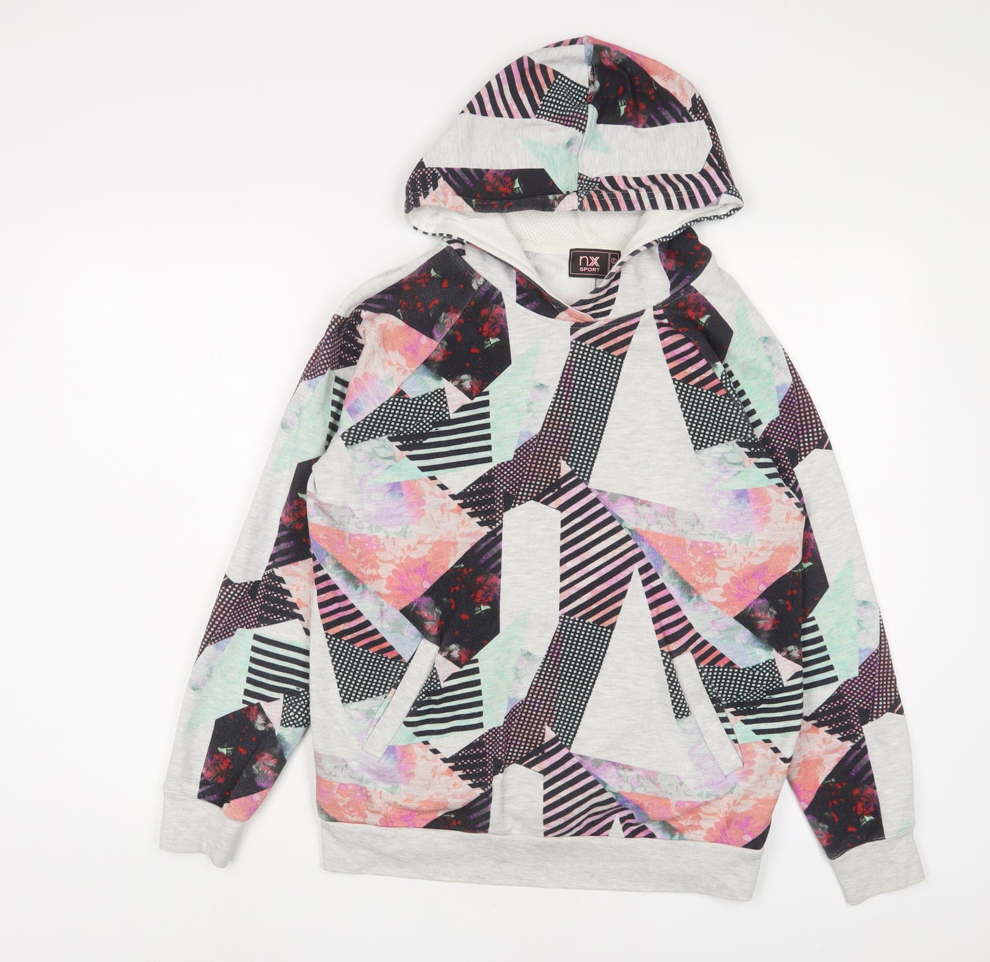NEXT Womens Multicoloured Geometric Cotton Pullover Hoodie Size 10 Pullover