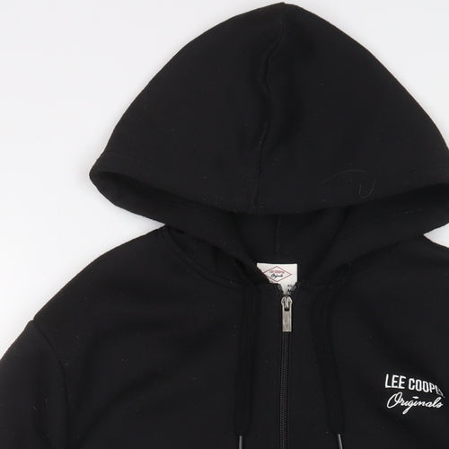 Lee Cooper Mens Black Polyester Full Zip Hoodie Size M - Embroidered