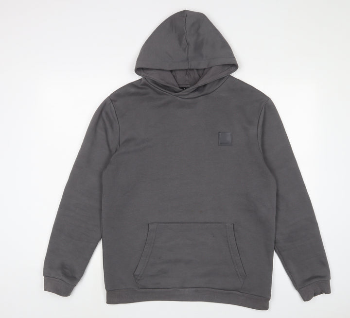Boohoo Mens Grey Cotton Pullover Hoodie Size M