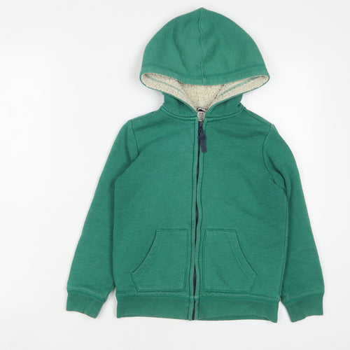 Landsend Boys Green Cotton Full Zip Hoodie Size 5-6 Years Zip