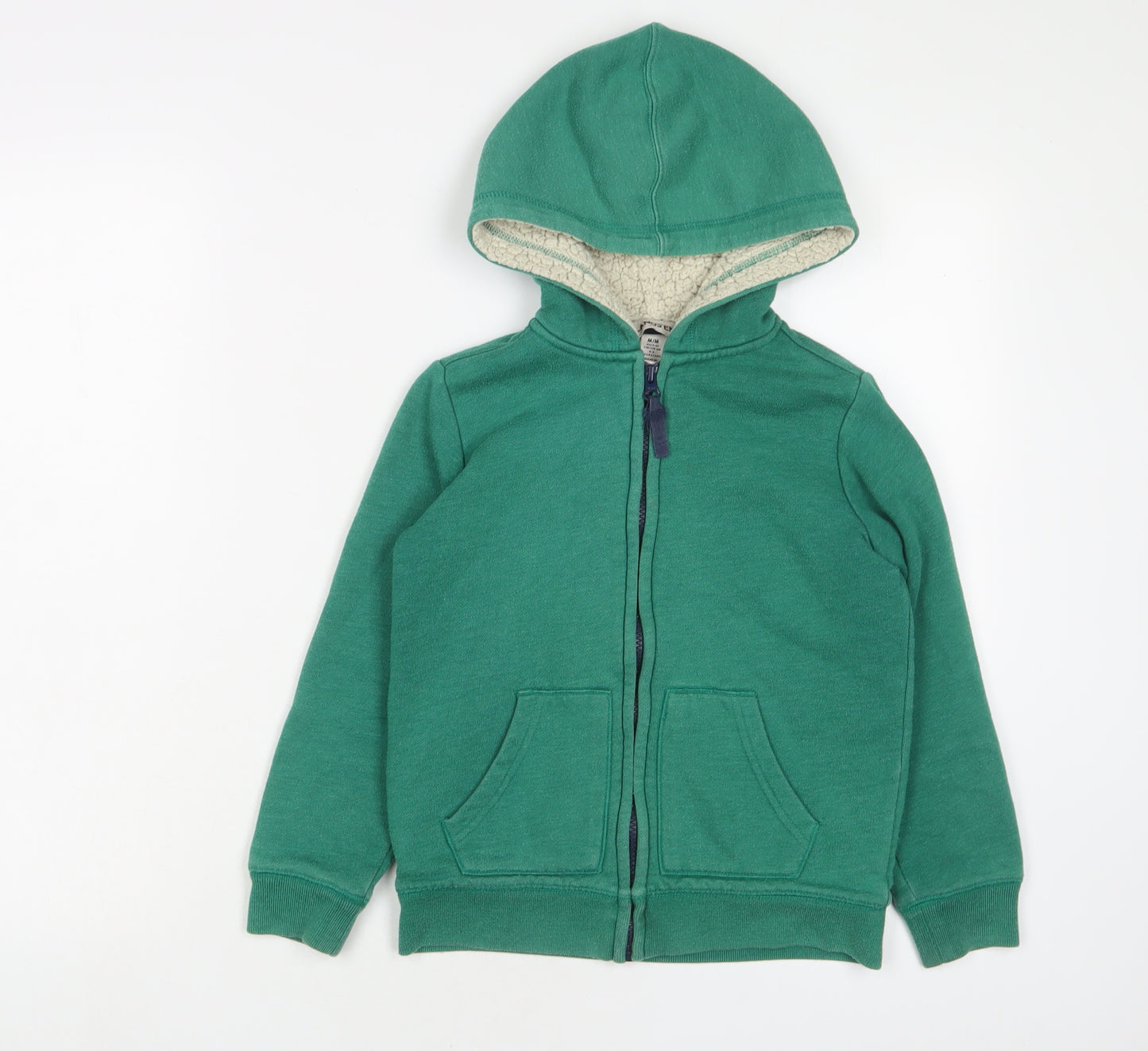 Landsend Boys Green Cotton Full Zip Hoodie Size 5-6 Years Zip