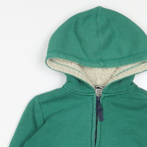 Landsend Boys Green Cotton Full Zip Hoodie Size 5-6 Years Zip