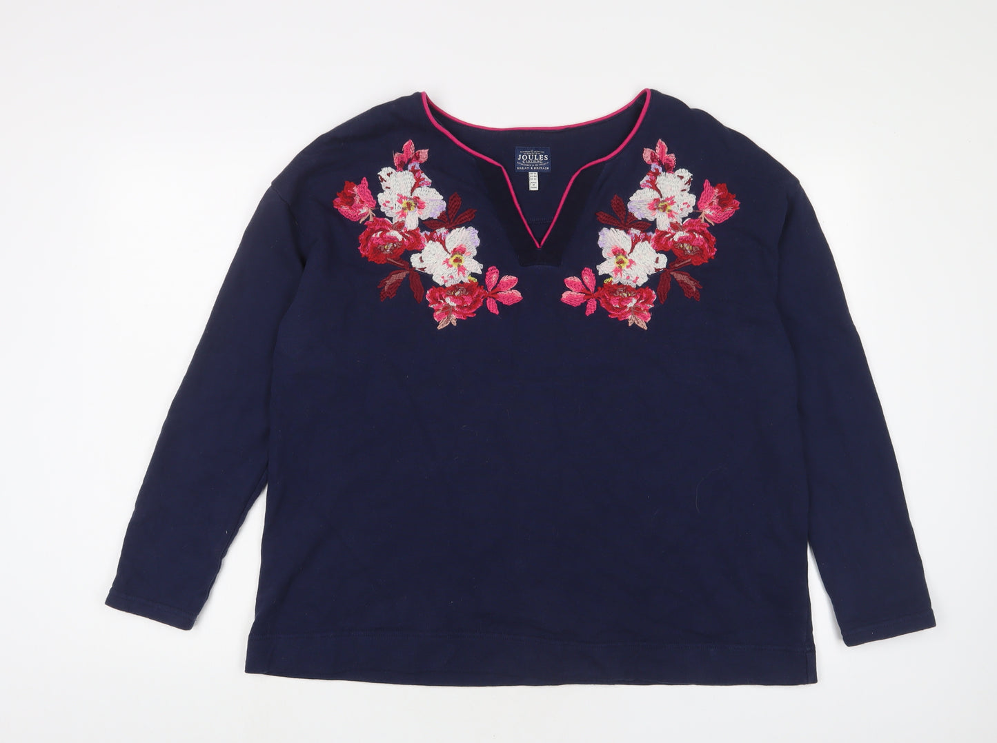 Joules Womens Blue Floral Cotton Pullover Sweatshirt Size 16 Pullover