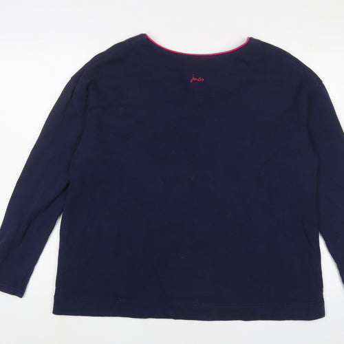 Joules Womens Blue Floral Cotton Pullover Sweatshirt Size 16 Pullover