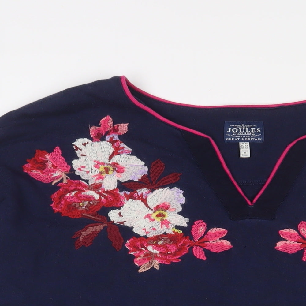 Joules Womens Blue Floral Cotton Pullover Sweatshirt Size 16 Pullover