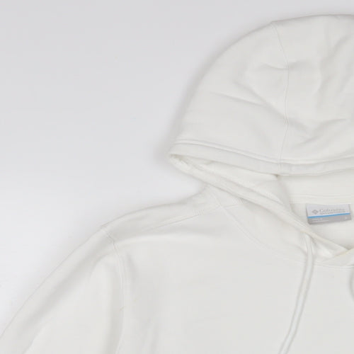 Columbia Mens White Cotton Pullover Hoodie Size S - Logo, Embroidered
