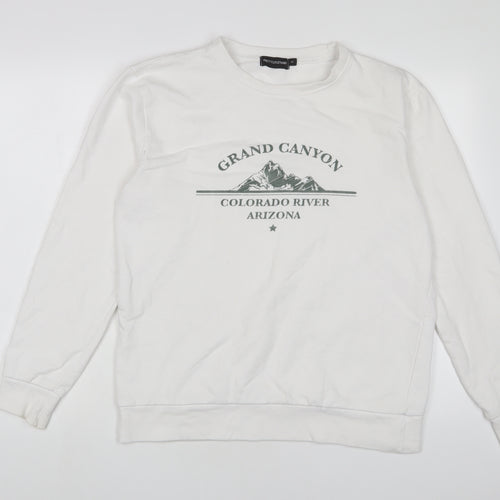 PRETTYLITTLETHING Womens White Cotton Pullover Sweatshirt Size XS Pullover