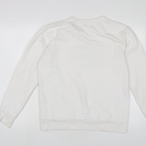 PRETTYLITTLETHING Womens White Cotton Pullover Sweatshirt Size XS Pullover