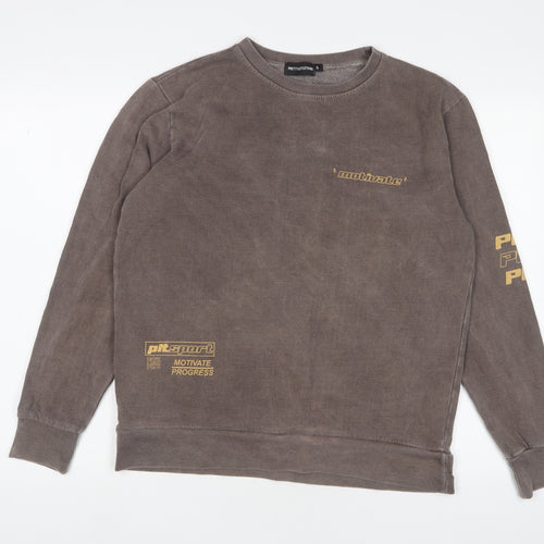 PRETTYLITTLETHING Womens Brown Cotton Pullover Sweatshirt Size S Pullover